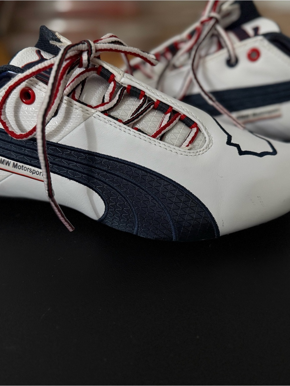 Men’s White & Navy Driving Sneakers